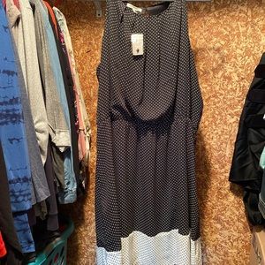 NWT Maurices 2 2x polka dot black white dress